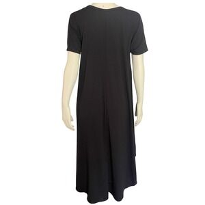 Lularoe Black T Shirt Dress Women's Medium Short Sleeve Pocket Casual